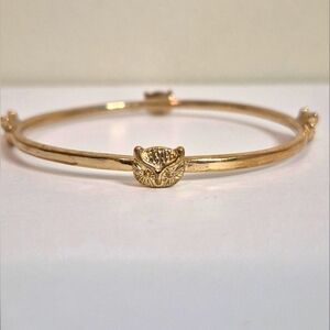 Cute Vintage Owl Bangle Gold Toned Unmarked